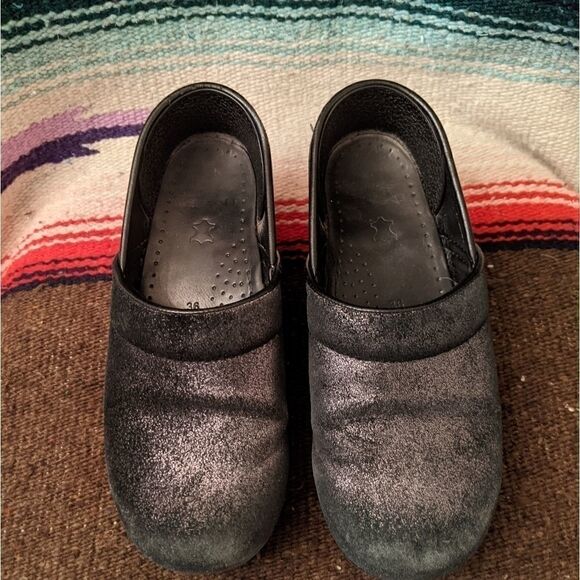 Dansko 36 Black Glitter Leather Clogs Professional - Picture 3 of 8